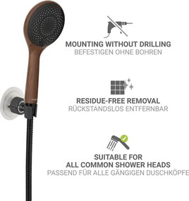 Supporto per soffione doccia senza foratura nero opaco in plastica Libertà – Wenko