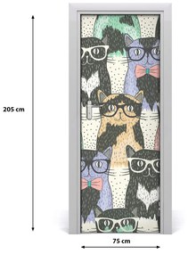 Adesivo per porta Gatti con occhiali 75x205 cm