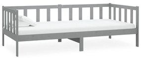 Divano letto con materasso 90x200 cm grigio in legno di pino