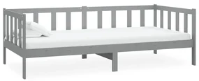 Divano letto con materasso 90x200 cm grigio in legno di pino