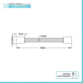 Flessibile Doccia in PVC Cromo da 150 cm Antitorsione