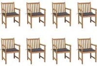 Sedie da Giardino 8 pz con Cuscini Antracite Massello di Teak 3073058