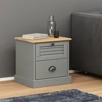 Comodino VIGO Grigio 42x35x40 cm in Legno Massello di Pino 353159