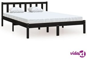 vidaXL Giroletto Nero in Legno Massello di Pino 120x200 cm