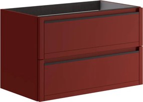 Mobile da bagno sospeso sotto lavabo L 79.5 x H 50 x P 45.5 cm rosso opaco, 2 cassetti TRATTO