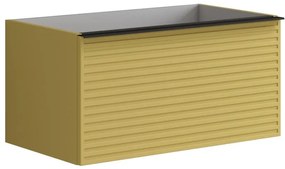 Mobile da bagno sospeso sotto lavabo L 80 x H 40 x P 45.5 cm giallo laccato opaco, 1 cassetto Pixel stripes