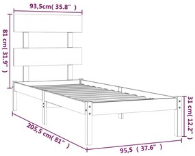 Giroletto Grigio in Legno Massello 90x200 cm