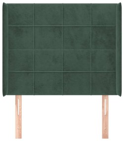 Testiera ad orecchio verde scuro 83x16x118/128 cm in velluto