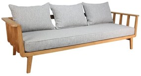Divano da giardino con cuscino grigio e braccioli Belem NATERIAL da 3 posti, struttura in teak seduta in teak marrone, L 221 x H 83 x P 76 cm