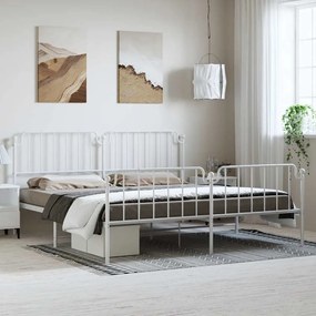 Giroletto Con Testiera E Pediera Metallo Bianco 183x213 Cm /