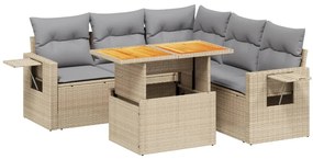 Set divano da giardino 6 pz con cuscini beige in polyrattan