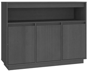 Credenza Grigia 104,5x34x80 cm in Legno Massello di Pino