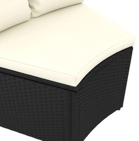 Set Divani da Giardino 9 pz con Cuscini in Polyrattan Nero