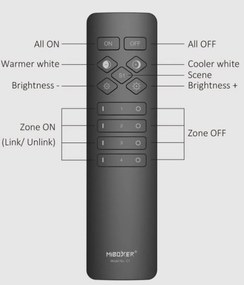 Telecomando 4-Zone Monocolore e CCT con Base Magnetica Colore Nero