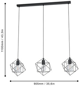 Eglo 43361 - Lampadario a sospensione con filo STRAITON 3xE27/60W/230V
