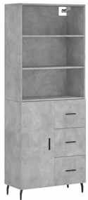 Credenza grigio cemento 69,5x34x180 cm in legno multistrato