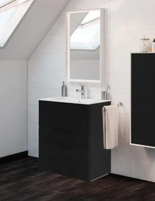 Mobile sottolavabo e lavabo Neo rovere nero L 60 x H 84 x P 48 cm 1 vasca 3 cassetti