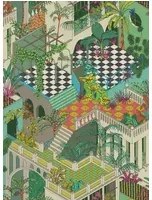 Cole & Son Carta da parati Miami - Green/ Coral