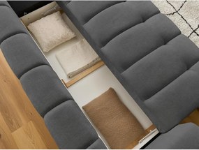 Divano grigio scuro allungabile e con contenitore 251 cm Fuji – Bobochic Paris