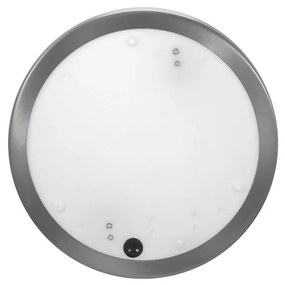 Plafoniera Rotonda in Acciaio Inossidabile 2 basi E27 Ø28cm IP54