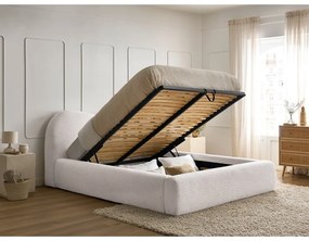 Letto matrimoniale bianco imbottito con spazio contenitivo con rete inclusa 180x200 cm Orlane – Bobochic Paris