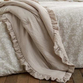 Copriletto beige per letto matrimoniale 220x230 cm Soft Washed Frill - Bianca