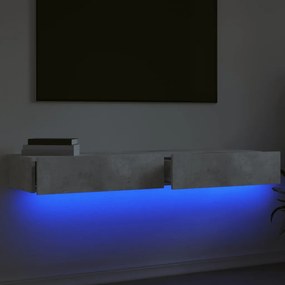 Mobili porta tv con luci led 2 pz grigio cemento 60x35x15,5 cm