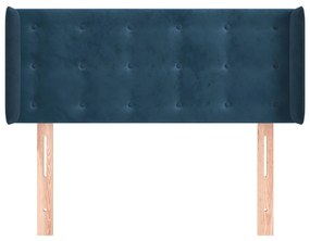 Testiera ad orecchio blu scuro 93x16x78/88 cm in velluto