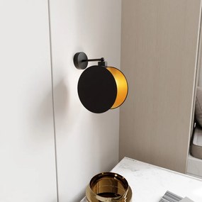Applique da Parete in Acciaio e Tessuto MOTIF K1 E27 Colore del corpo Nero e Oro