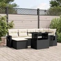 Set Divani da Giardino con Cuscini 7pz Nero Polyrattan 3268046