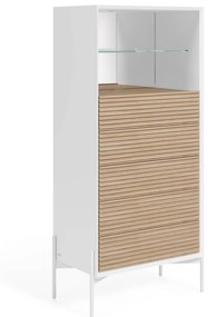 Kave Home - Cassettiera Marielle con 5 cassetti in legno di frassino laccati di bianco 64 x 142 cm