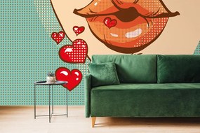 Carta da parati – Bacio pop art pieno d'amore