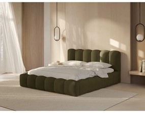 Letto matrimoniale imbottito verde con contenitore con rete inclusa 180x200 cm Lupine – Micadoni
