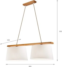 Lampada a sospensione su cavo AIDA 2xE27/60W/230V Ø 35 cm rovere