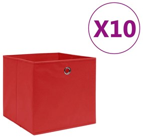 Contenitori 10 Pz İn Tessuto Non Tessuto 28x28x28 Cm Rosso /