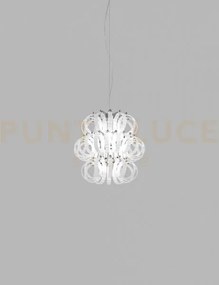 Ecos sospensione 35 bianco rigadin cromo lucido 1 luce attacco e27