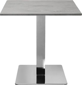 Tavolo bar pub ristorante 70x70 cm base argento e piano laminato Cemento H 75