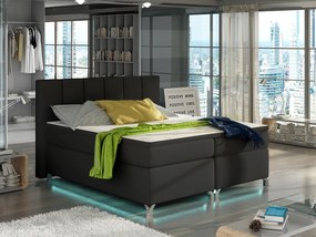 Letto matrimoniale boxspring Malindi - 160 x 200 cm , Ecopelle nero