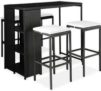 Set da Bar da Giardino 5 pz con Cuscini in Polyrattan Nero 3064914