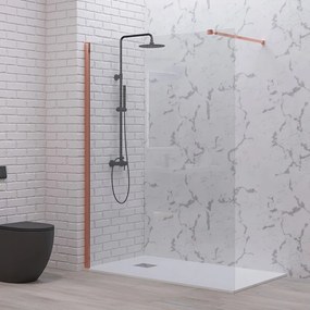 Doccia walkin 100 cm vetro trasparente profilo oro rosa | KW1000GR - KAMALU