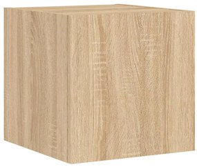 Mobile tv a parete con luci led rovere sonoma 30,5x35x80 cm