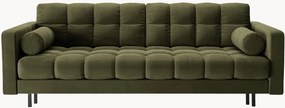 Divano letto 3 posti effetto velluto con contenitore Bali, larg. 222 cm