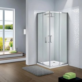 Box doccia con ingresso angolare scorrevole Slimline quadrato L 100 x L 100 x H 195 cm in vetro, sp. 6 mm vetro senza finitura / trasparente cromo