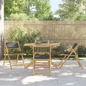 Set Da Bistrot Pieghevole 5pz Con Cuscini Grigio Scuro Bambù /