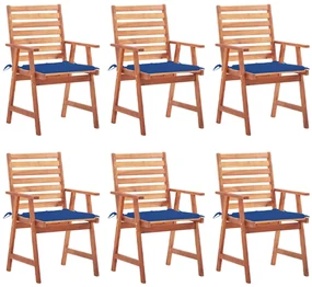 Sedie da pranzo da esterni con cuscini 6 pz massello di acacia
