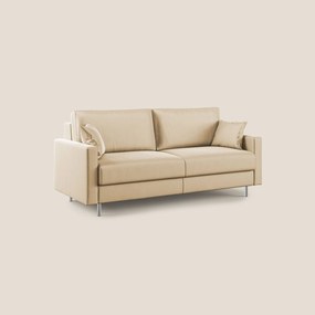 Andromeda divano letto matrimoniale in velluto morbido impermeabile T01 beige 208 cm (mat. 160x197)