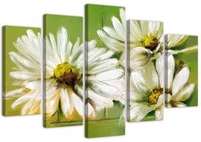 Quadri Quadro 5 pezzi Stampa su tela Margherite bianche fiori