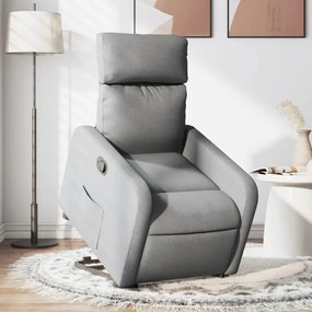 Poltrona Alzapersona Reclinabile Grigio Chiaro İn Tessuto /