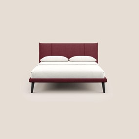 Klaus LETTO moderno con piedi in mogano e tessuto fiammato impermeabile T03 rosso