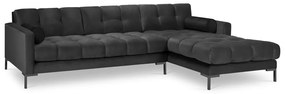 Divano angolare in velluto grigio scuro, angolo destro Bali - Cosmopolitan Design